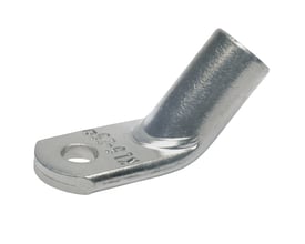 Klauke vinkelkabelsko uden inspektionshul, 25 mm², M10, 45° viser en metal klemme med 45 graders vinkel, ideel til ledningsføring.