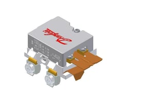 Danfoss SPDT-kontakt til RT-systemer med mærkning for AC og DC belastning, vist på hvid baggrund.