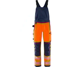 Fristads Green Stretch overalls i hi-vis orange/marine, str. C62, med justerbare seler og mange praktiske lommer.