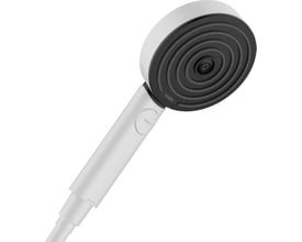 Hansgrohe Pulsify Select S håndbruser i mat hvid med 105mm hoved og Select-knap for nemt stråleskift.