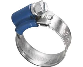 Nito ABA spændebånd i stål med en 12 mm båndbredde og justerbar diameter fra 32 til 44 mm, vist med blå kappe.