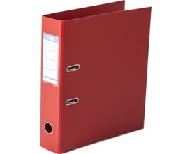Antalis A4 ringbind med 8 cm ryg i rød, vist forfra med to metalringe og tom rygetiket.