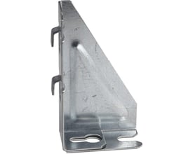 Elforzinket konsol til gitterbakke i stål med snapfastgørelse, 600 mm længde, vist fra siden.