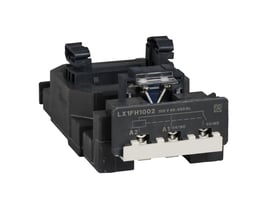 Schneider Electric spole LX1FH1002 til 100V 40-400Hz kontaktorer, viser tilslutningsmuligheder A1, A2 og 03/NO.
