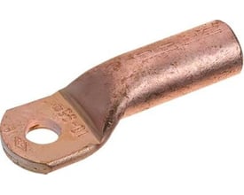 Nærbillede af Elpress Cu-kabelsko, viser dimensioner og mærkning som 150mm² lederstørrelse og M12 bolthul.