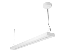 Hvidt LEDVANCE IndiviLED D/I DALI Sensor-armatur på wirer, 1500 mm, 8700 lm og 4000 K.