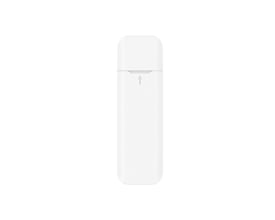 Hvid D-Link 4G LTE AX300 Wi-Fi 6 USB-adapter med aflangt kabinet og markering ved topdækslet.