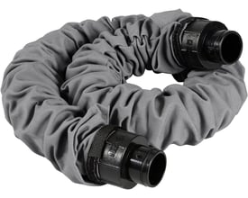 Boisen Safety Breathing Tube Cover Comfort i gråt slidstærkt materiale, med sorte plast-koblinger og velcrolukninger i begge ender.