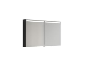 Dansani Spejlskab Top, sort struktur, med 2 spejldøre, 70,4x120 cm, med indbygget frontlys og elstik.