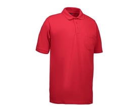 ID Identity klassisk poloshirt i rød, størrelse XL, lavet af piquékvalitet med brystlomme og ribkant på krave og ærmer.