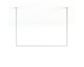 Metallbude Rubi lofthængt tøjstativ i hvidt metal, vist uden tøj, med ren baggrund.