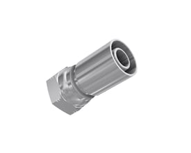 Parker 19248 hydraulikfitting i stål med 1/2" BSP-omløber og 3/8" slangetilslutning, set skråt forfra.
