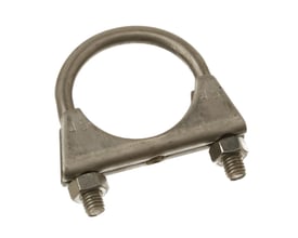 MichLar rustfri A2 rørklemme til 51mm rør, vist isoleret på hvid baggrund med synlig M8 gevind.