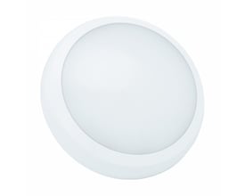 Hvid, rund SpectrumLED Nymphea City Pro 2 CCT loftlampe med flad front og bred kant.