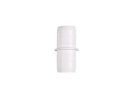 Solid skjøt i hvit PVC til kondensvannslanger med en diameter på 16mm, vist mot en hvit bakgrunn.