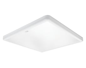 SG Armaturen Sense Surface Connect 600x600mm armatur med integreret SG Connect-sensor i hvidt, med en 3000K lysfarve og diskret bevægelsessensor på kanten.