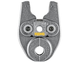 Top view af Rems Mini-presstang G til 20mm rør, vist åben med 'REMS' logo og specifikationer for G20.