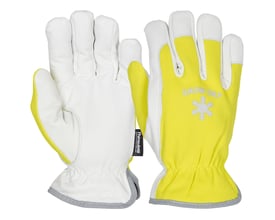 Boisen Safety Snow Dry 2410 vinterhandsker i str. 9, med hvidt fåreskind og gul hi-viz overhånd med refleksdetaljer.