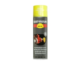Rust-Oleum Hard Hat 2242 spraydåse i flour gul med teksten 'DEKLAAG FLUORESZEREND 2242 Gel' og et billede af en rød ventil.