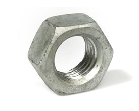 Møtrik M8 i FZV-finish, DIN 934 standard, med indvendige gevind og sekskantet form, solgt i pakker af 200 stk.