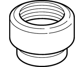 Tegning af Geberit overgangsmuffe i sort PEH med indvendigt gevind, 50 mm x 3/4".