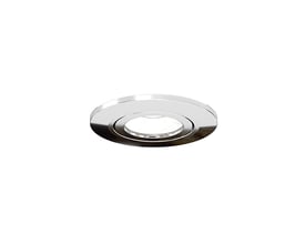 Ansell Lighting Prism Pro XM kipbar downlight med rund front i krom, set skråt forfra.