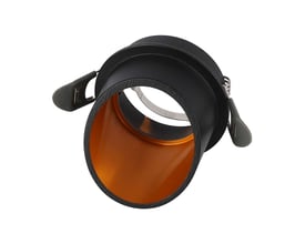 V-TAC Vt-974 LED lampe fatning med GU10 sokkel i sort aluminium med orange inderside og monteringsclips.