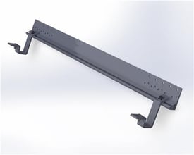 Jual tagkrog base i blank udførelse, 1100 mm lang med 2 kroge og monteringshuller, set fra siden.