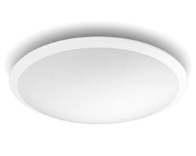 Philips Lighting myLiving Cavanal loftlampe i hvid med et rundt, diffust lyspanel og en diskret kant.