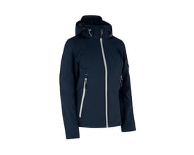 ID Identity dame vinter softshell jakke i navy, størrelse XL, med aftagelig hætte og vandafvisende lynlås.
