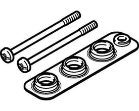 Festo tætning VABD-L1-18X-S-G14, vist med to skruer og en tætningsplade med tre tætningsringe.