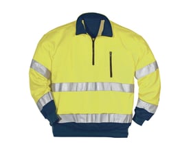 Kansas Hi Vis sweatshirt i gul og marineblå, størrelse 2XL, med kort lynlås og reflekser.