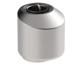 Blücher Waterline vandlås i rustfrit stål set skråt ovenfra, med synlig rist og indvendig mekanisme.