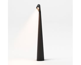 Sort genopladelig LED-bordlampe på 40 cm med varmt lys og et højt, slankt design med vinklet lampehoved.