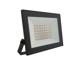 V-Tac Slimline LED-projektør på 30 W med sort, firkantet hus og synlige LED-dioder.