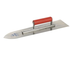 Eskimo linotokske i specialhærdet stål med konisk slebet blad og rødt lukket håndtag i bøgetræ, 120 x 450 x 0,7 mm.