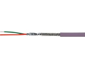 Halogenfrit Profibus kabel (Sinec L2) med rød og grøn leder, skærmet og med grå kappe, egnet til fast oplægning.