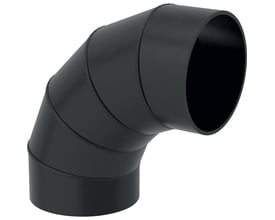 Geberit PEH segmentbøjning med 90° vinkel og stor radius til 250 mm rør i sort PEH-materiale.