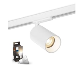 Komplet Skagen lysskinne-system med Philips Hue spot, 3 meter lang hvid skinne med to justerbare LED-spot og emballage til pære.
