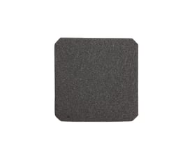 Schneider Electric filter til gitter 124x124 mm, et firkantet gråt filter med en let nubret overflade på hvid baggrund.