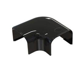 Sort Tecnosystemi kanalvinkel CP75 med afrundet form til en 90° drejning af kabelkanaler.