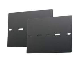 To mørkegrå SG Armaturen fastgørelsesplader til elementvæg, designet til Langfoss, Mini og Maxi modeller.