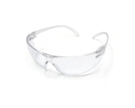 Activewear 4150 Slim sikkerhedsbrille med klar linse og transparente, fleksible brillestænger, set skråt forfra.