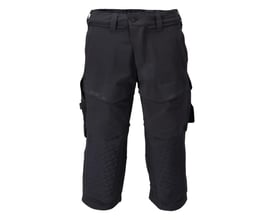 Bagfra visning af Mascot mørkeblå knickers i C56, fremhæver pasform, baglommer og CORDURA® knæforstærkninger.