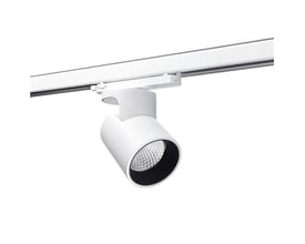 SG Armaturen Aneto spotlight til skinne, hvid, monteret på hvid skinne med 3000K lys.