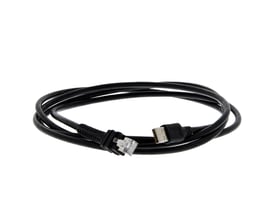 Omron skærmet USB-kabel på 2 meter til HDS-3600/V450-H, sort og oprullet med USB-stik og transparent stik.