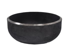 Indura svejse-slutmuffe RK3 i sort, afrundet endebund med åben kant, diameter 355,6 mm og godstykkelse 8 mm.