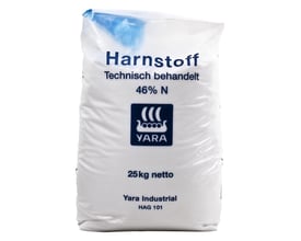 25 kg sæk med Harnstoff, teknisk behandlet vejsalt fra Yara med 46% N. Indeholder Yara Industrial HAG 101.