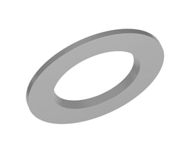 Ledvance Downlight Comfort udvidelsesring D140 på 140 mm i grå, vist skråt ovenfra med bred, rund kant.