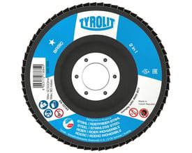 Tyrolit Basic 2in1 lamelrondel, 178 mm og K40, set forfra med blå og hvid mærkning og sorte lameller.